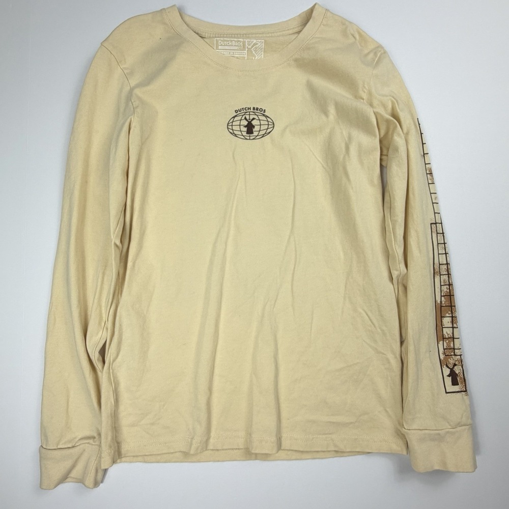 Dutch Bros Long Sleeve Graphic Tan Cream Small Its All Good Cotton Streetwear